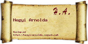 Hegyi Arnolda névjegykártya